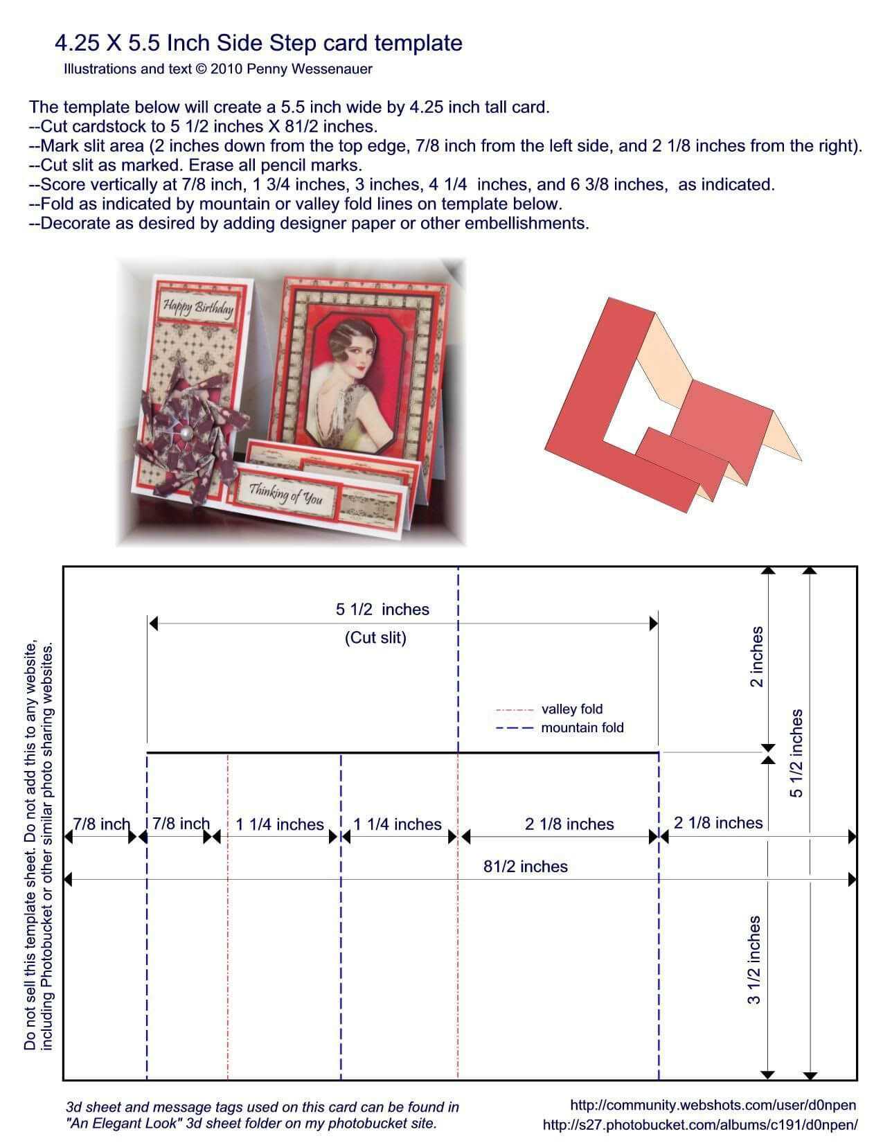 A2 (4.25 X 5.5) Side Step Card Template | Patterns For Card With A2 Card Template