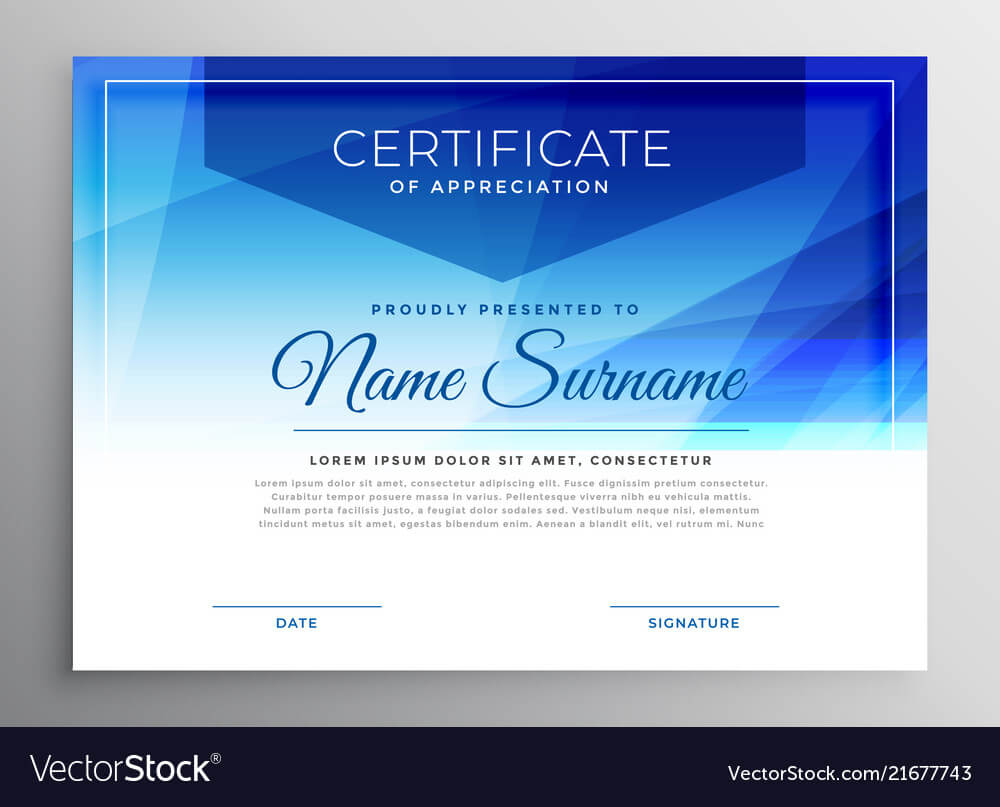 Abstract Blue Award Certificate Design Template With Regard To Award Certificate Design Template