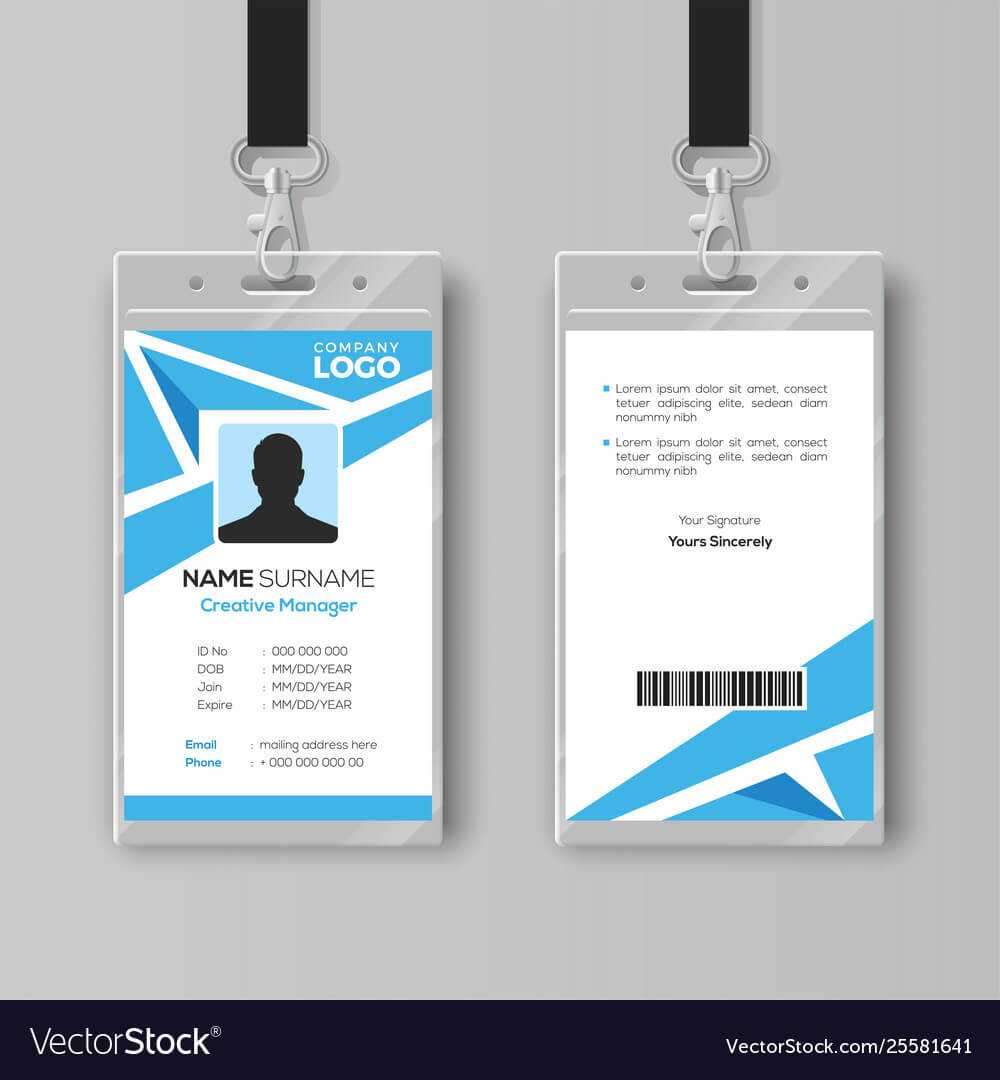 Abstract Blue Id Card Design Template For Id Card Template Ai