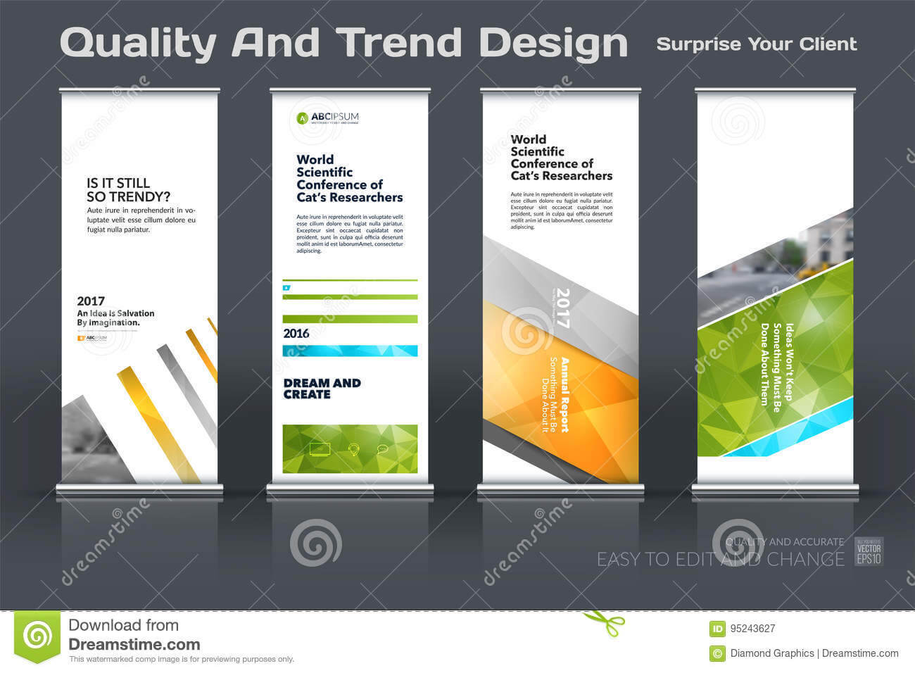 Abstract Business Vector Set Of Modern Roll Up Banner Stand For Banner Stand Design Templates