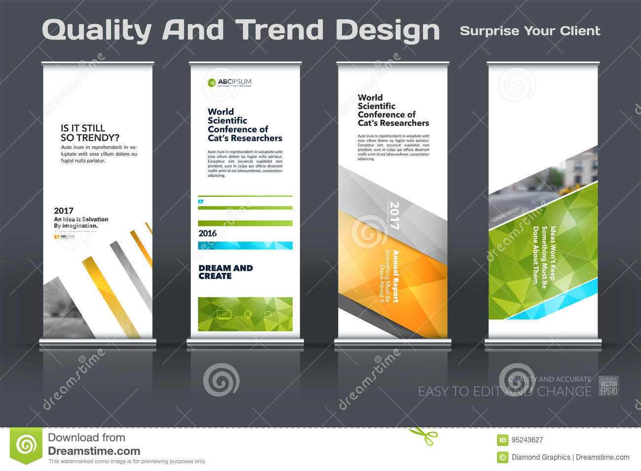 Abstract Business Vector Set Of Modern Roll Up Banner Stand For Banner Stand Design Templates