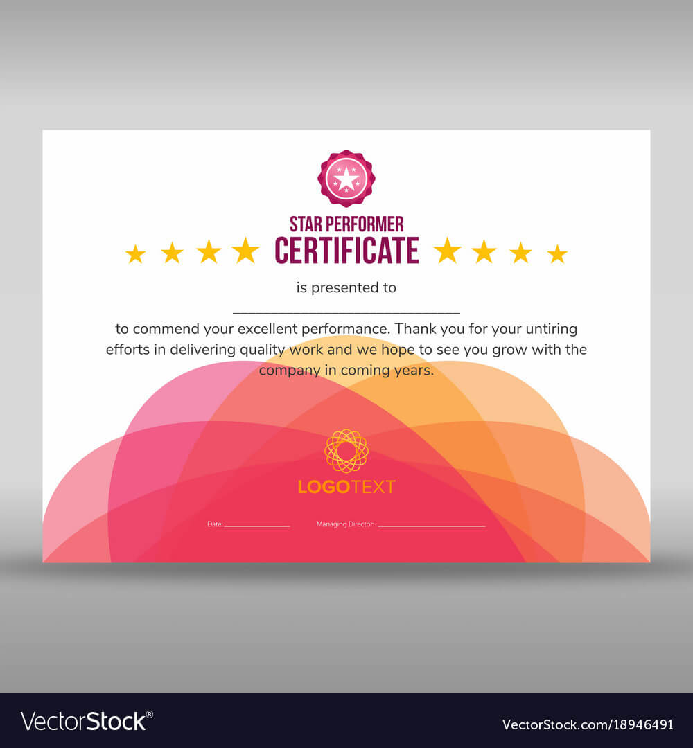 Abstract Creative Pink Star Performer Certificate In Star Performer Certificate Templates