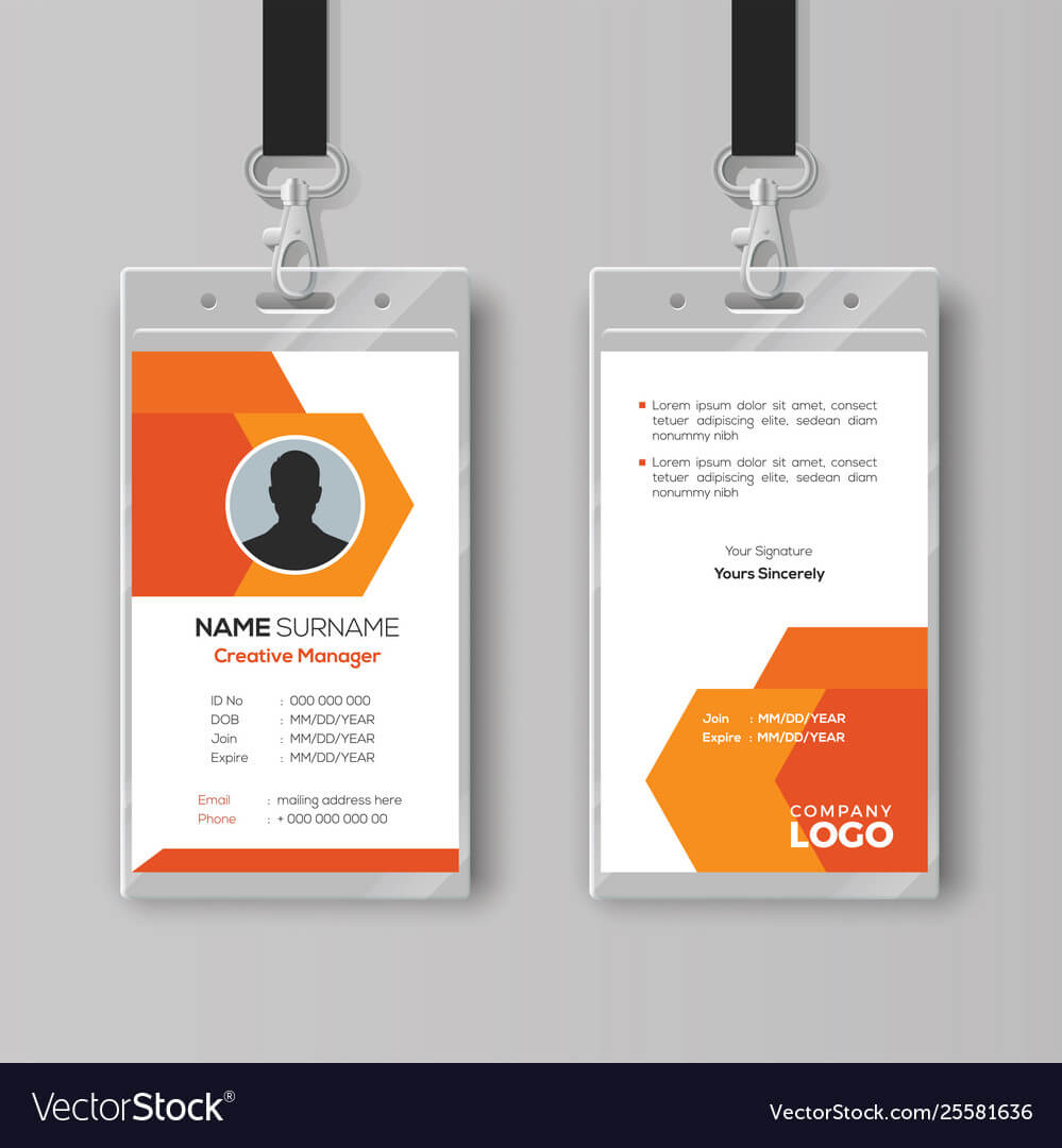 Abstract Orange Id Card Design Template In Conference Id Card Template