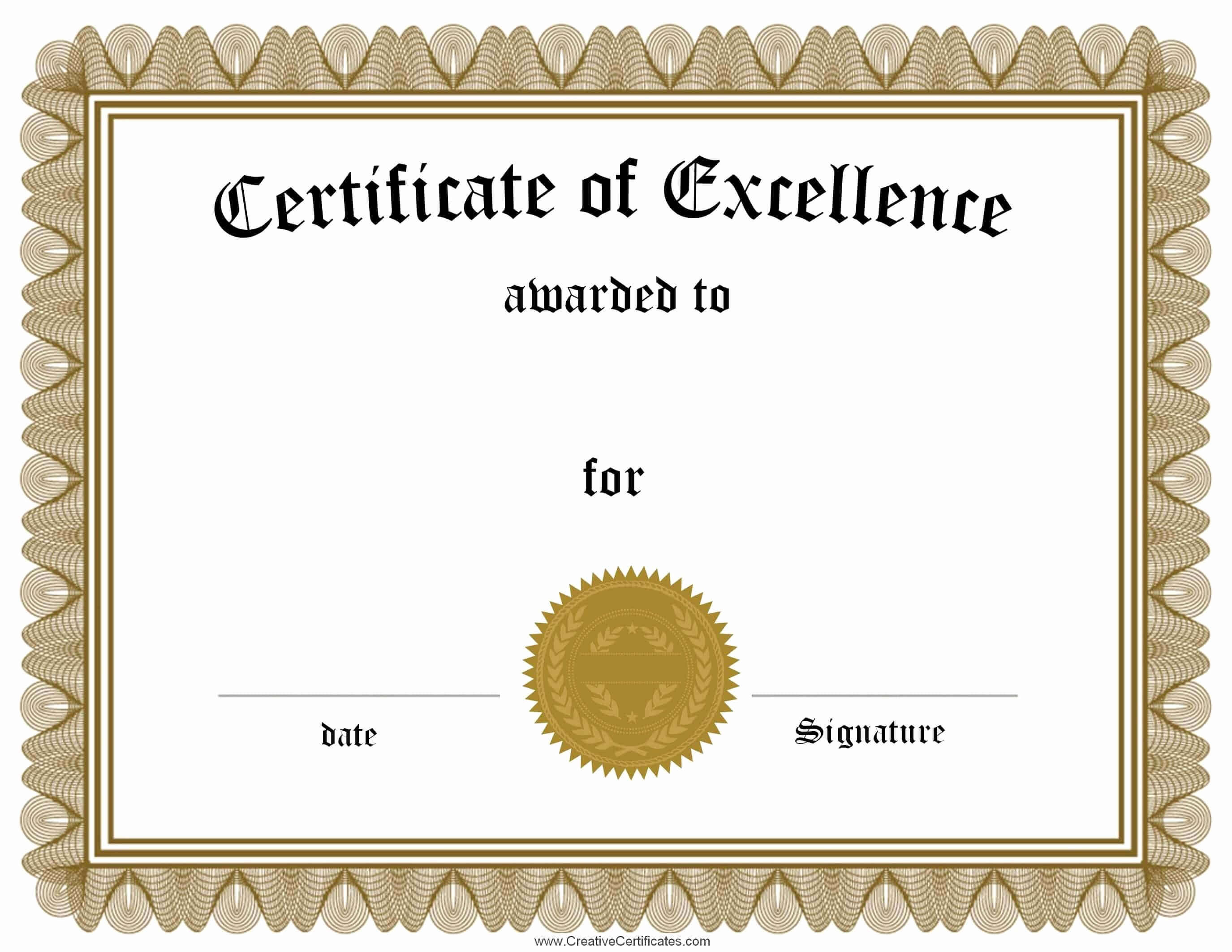 Academic Excellence Award Certificate Template New Free Within Academic Award Certificate Template