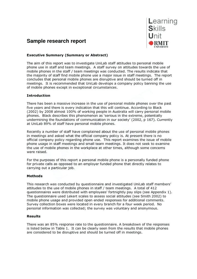 example of academic research report