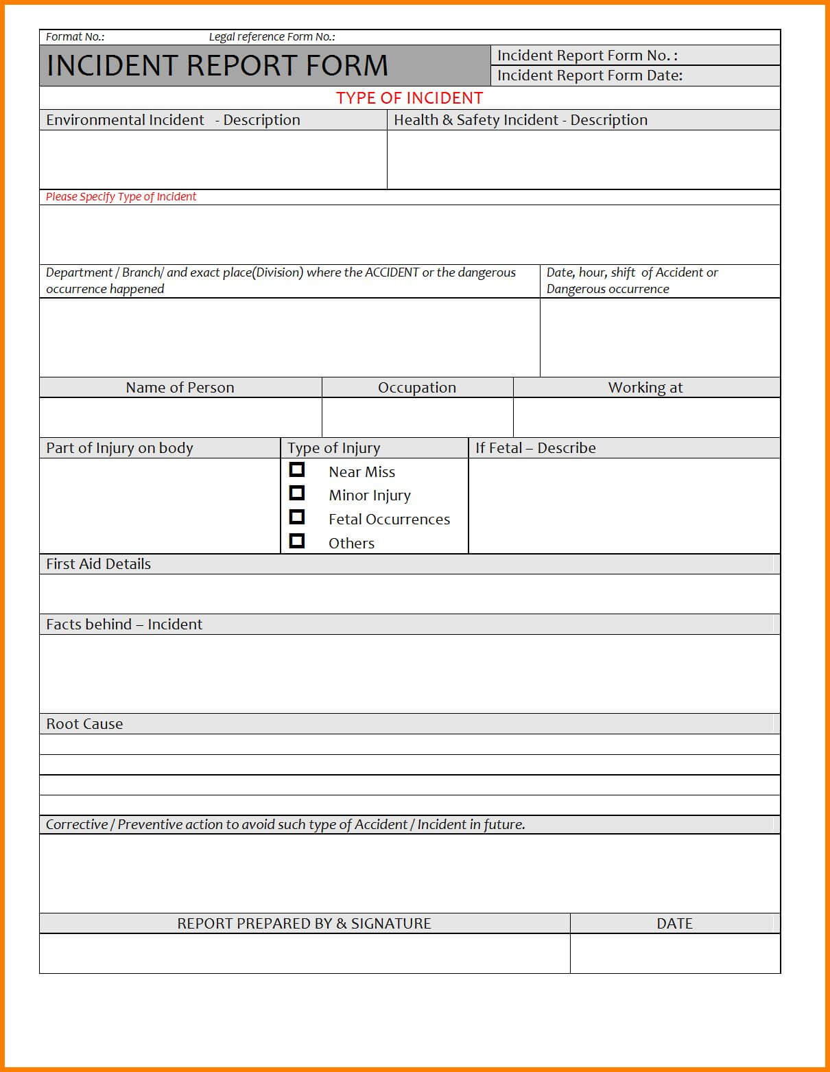 Accident Investigation Form Template Word | Glendale Community In Fault Report Template Word