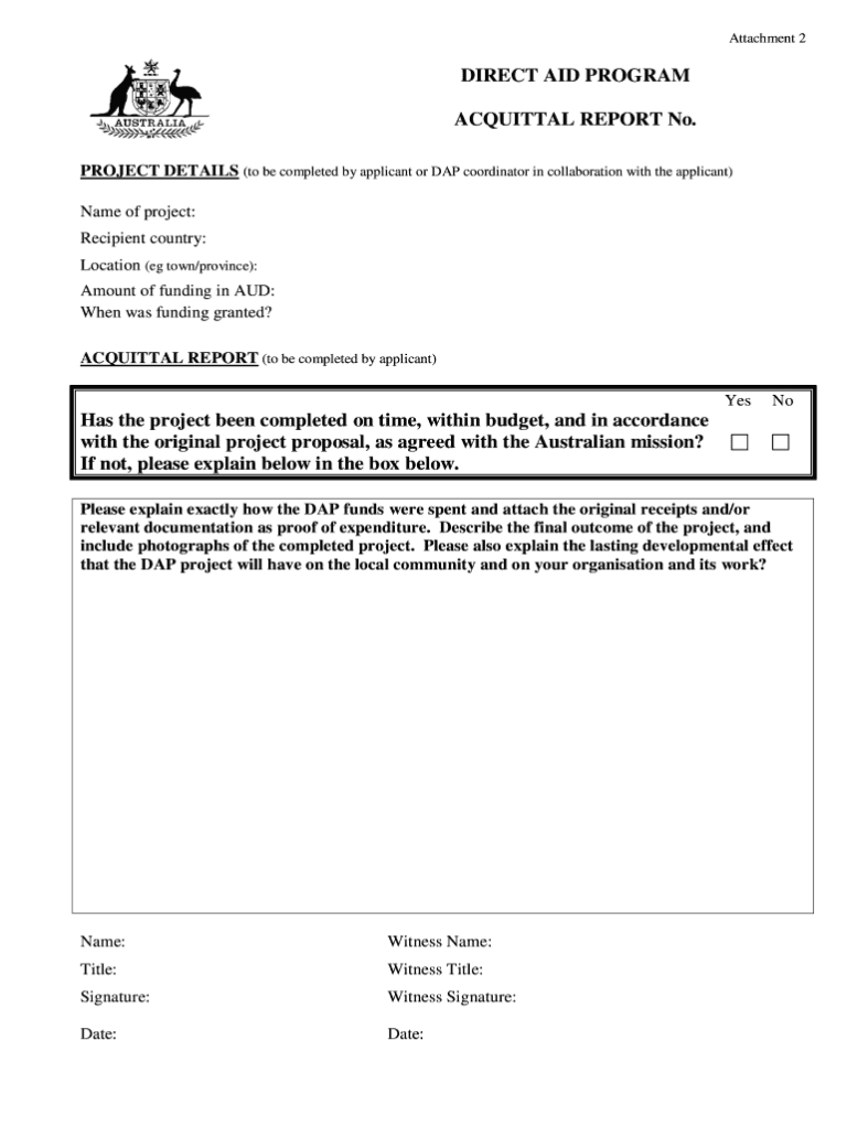 Acquittal Report Template