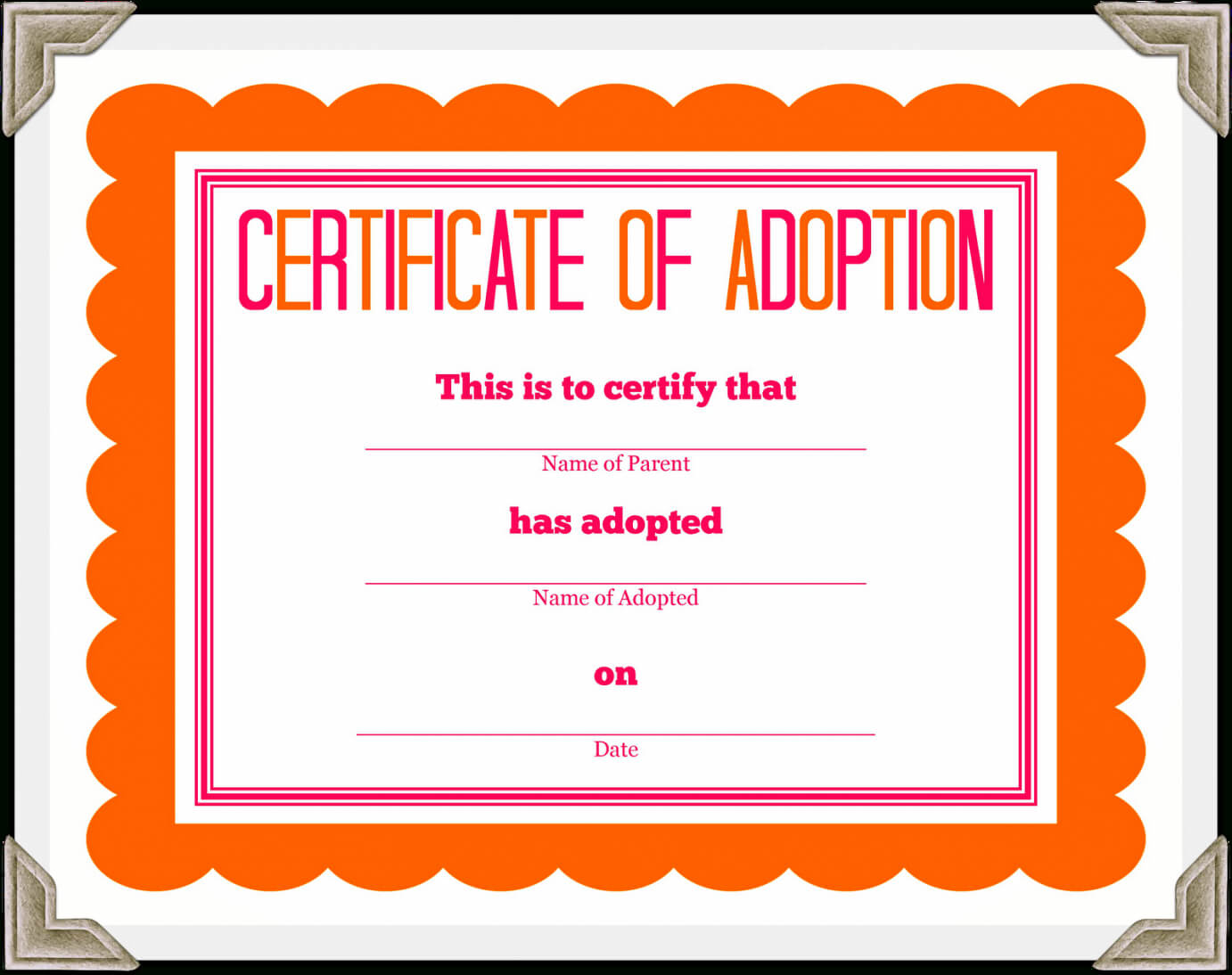 Adoption Certificate Template – Certificate Templates Intended For Math Certificate Template