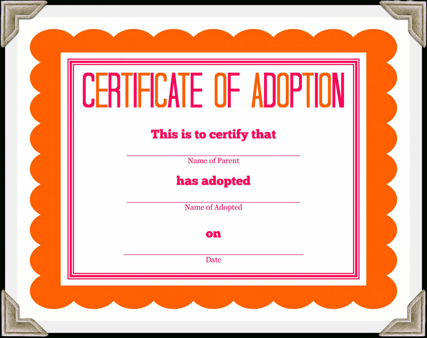 Adoption Certificate Template Free – The O Guide With Regard To Toy Adoption Certificate Template