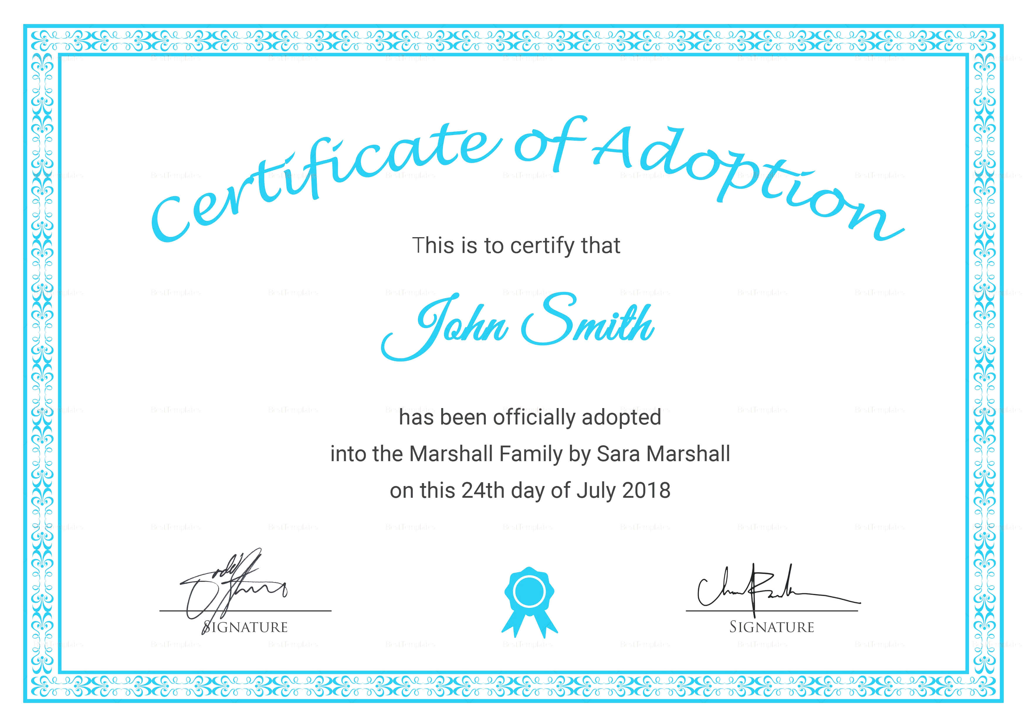Adoption Certificates – Yupar.magdalene Project For Pet Adoption Certificate Template