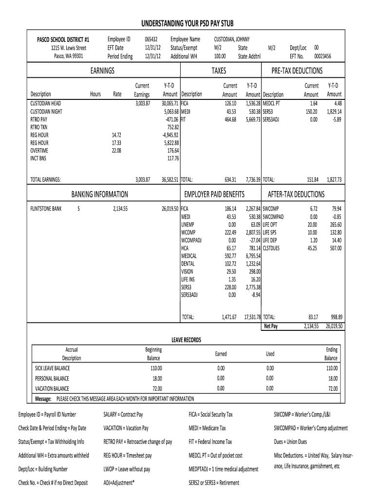 Adp Pay Stub Template Fill Online Printable Fillable In Pay Stub 