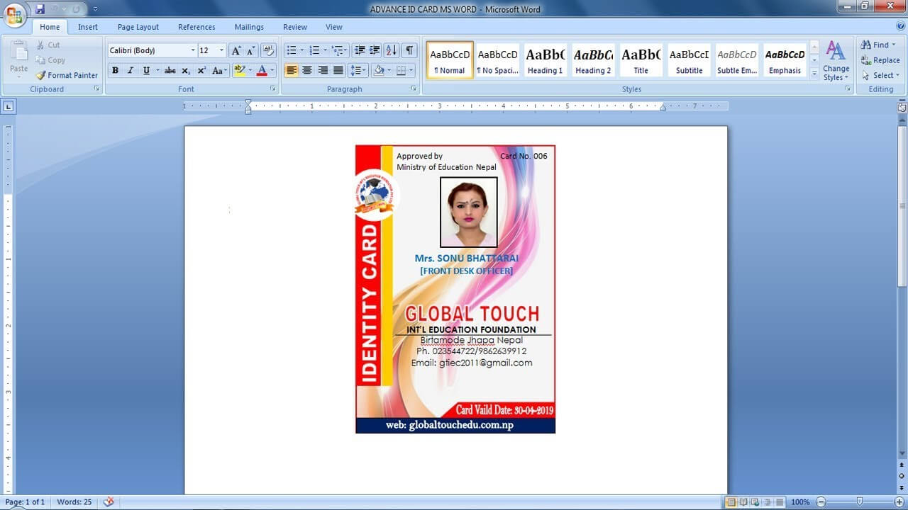Advance Id Card Design In Ms Word 2018 With Id Card Template For Microsoft Word