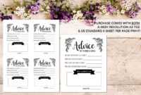 Advice Card Template. Advice For The Newlyweds. Marriage inside Marriage Advice Cards Templates