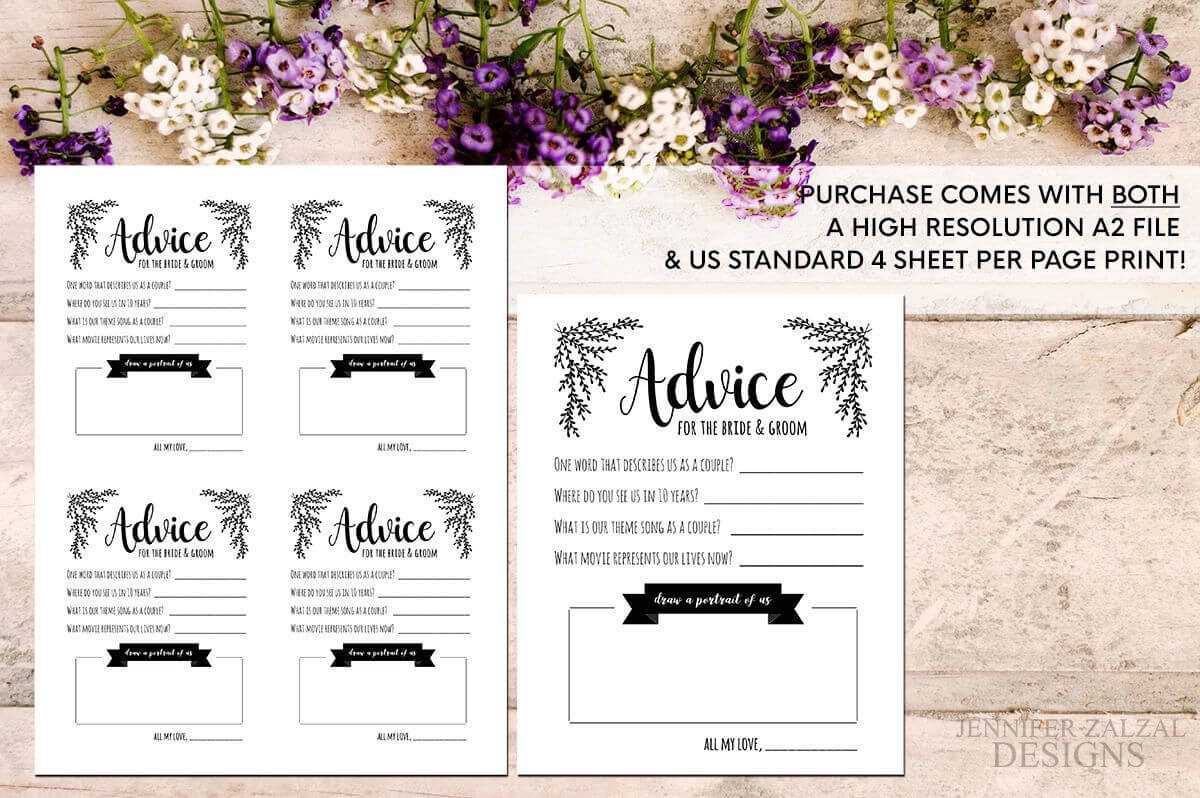 Advice Card Template. Advice For The Newlyweds. Marriage Inside Marriage Advice Cards Templates