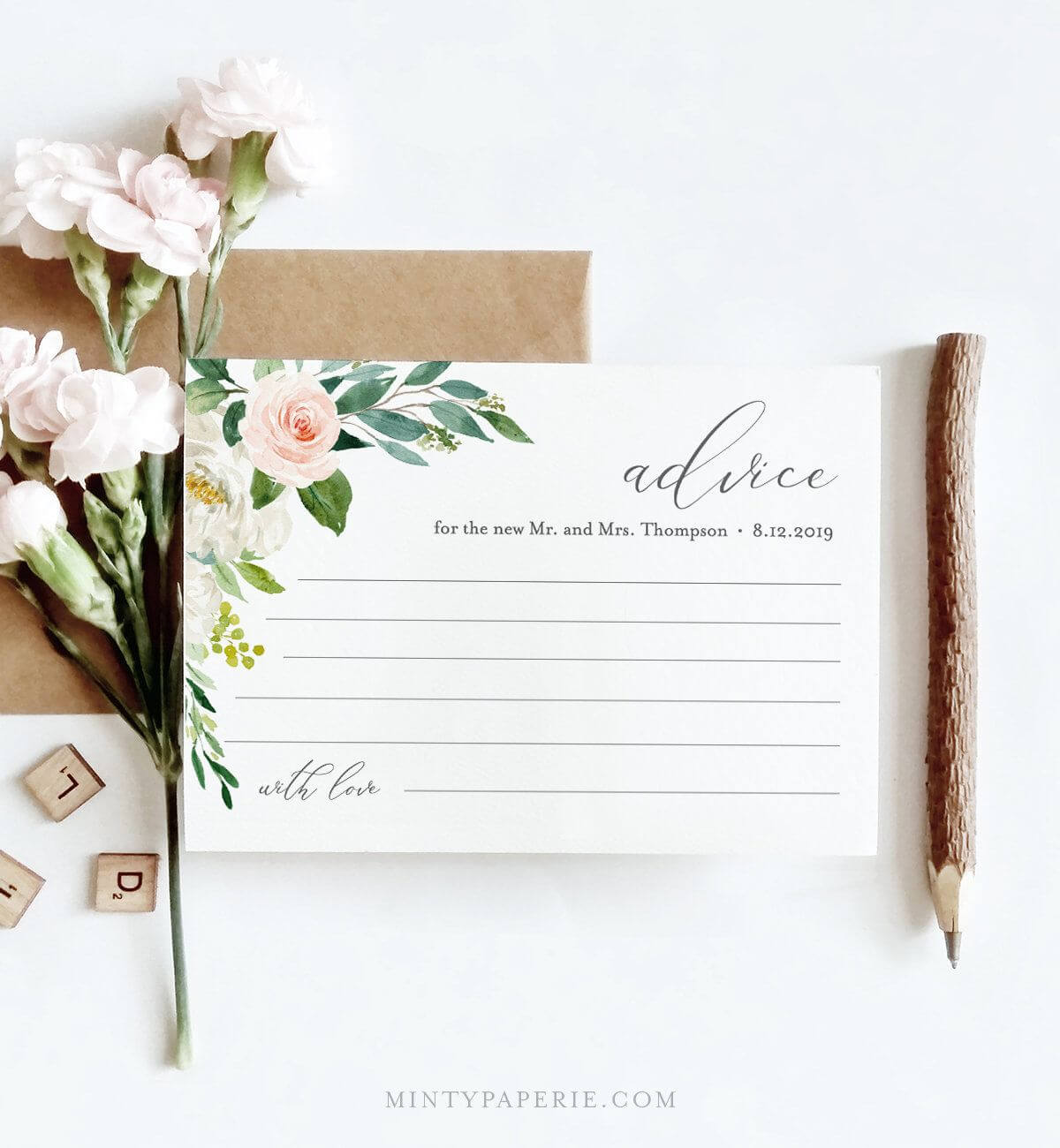 Advice Card Template, Wedding Well Wishes For Bride And Inside Marriage Advice Cards Templates