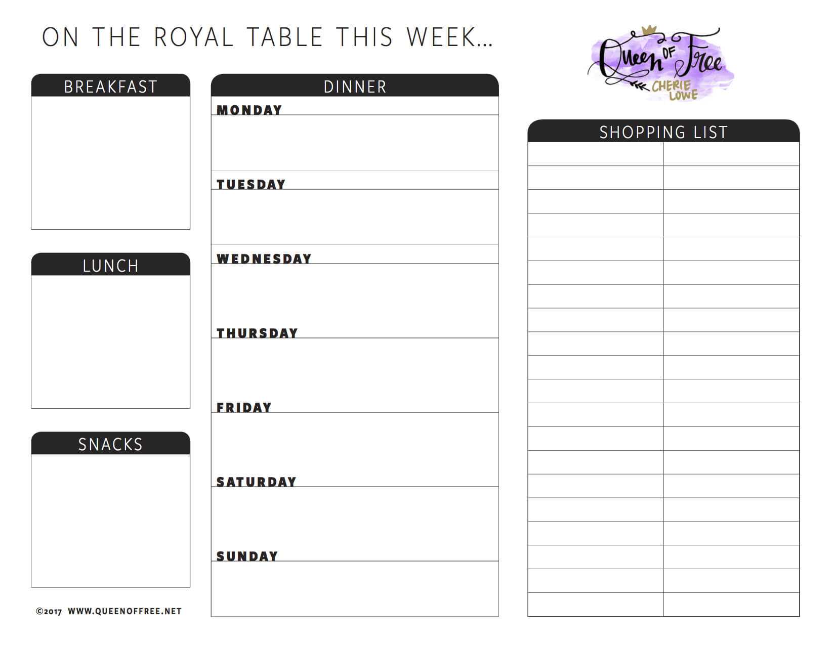 All New: Free Printable Meal Planner You Can Edit – Queen Of Throughout Blank Meal Plan Template