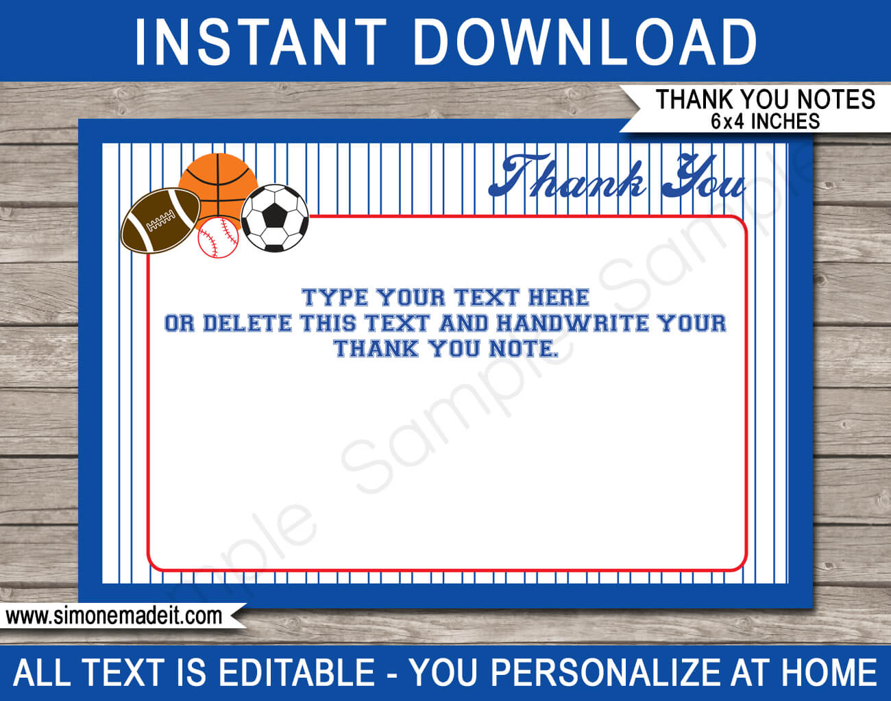 All Star Sports Party Thank You Cards Template Regarding Soccer Thank You Card Template