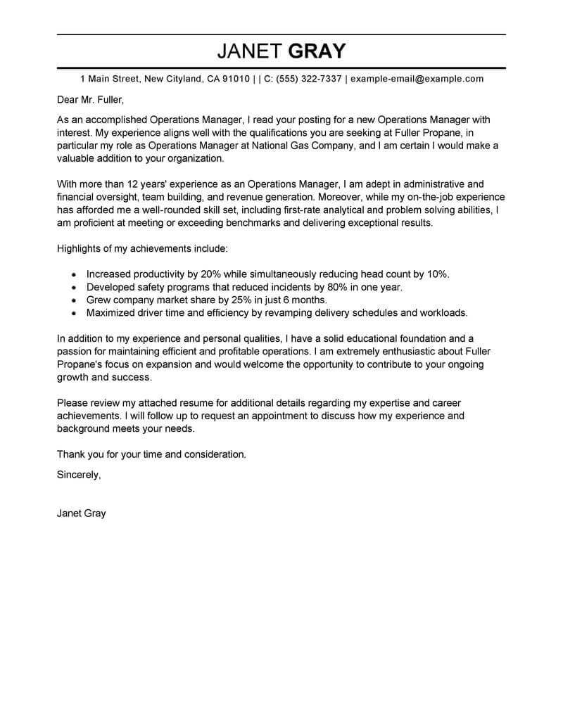 Amazing Management Cover Letter Examples & Templates From Inside Operations Manager Report Template