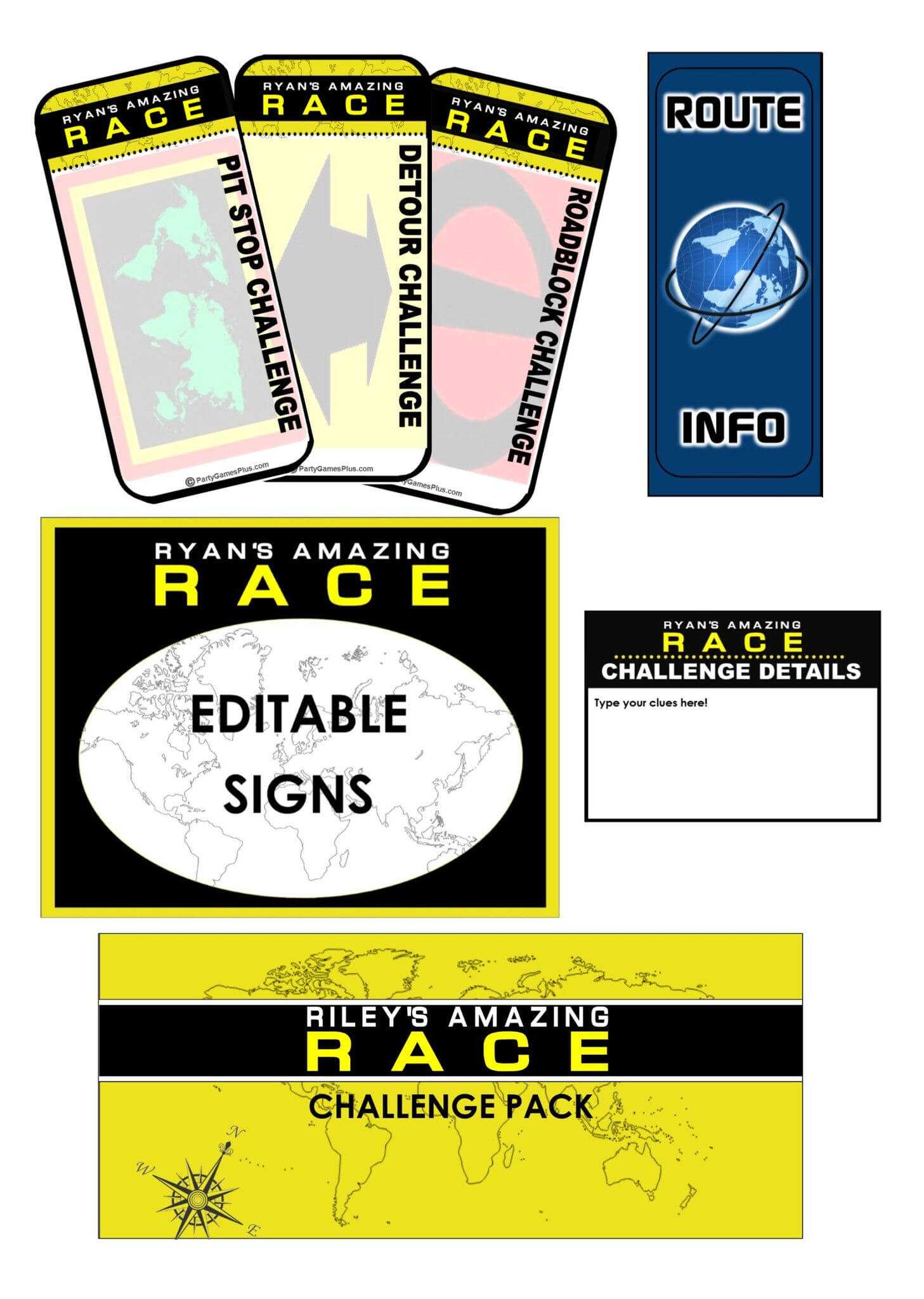 Amazing Race Clues & Challenge Cards – Editable | Teacher With Clue Card Template