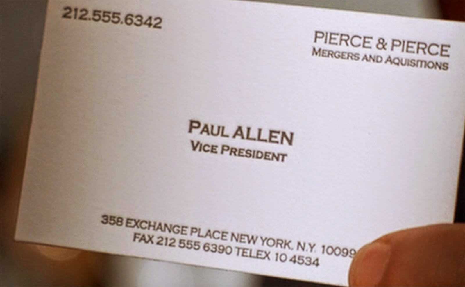 American Psycho – Was The Typo In Paul Allen's Busines Card Inside Paul Allen Business Card Template