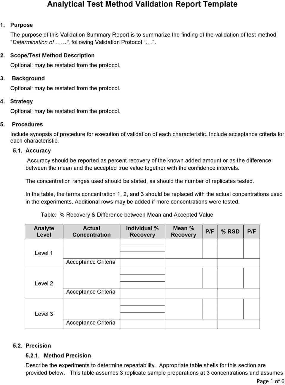 Analytical Test Method Validation Report Template – Pdf Within Analytical Report Template