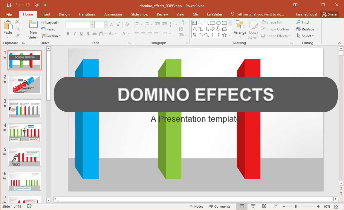 Animated Domino Effects Powerpoint Template – Fppt Throughout Powerpoint Replace Template