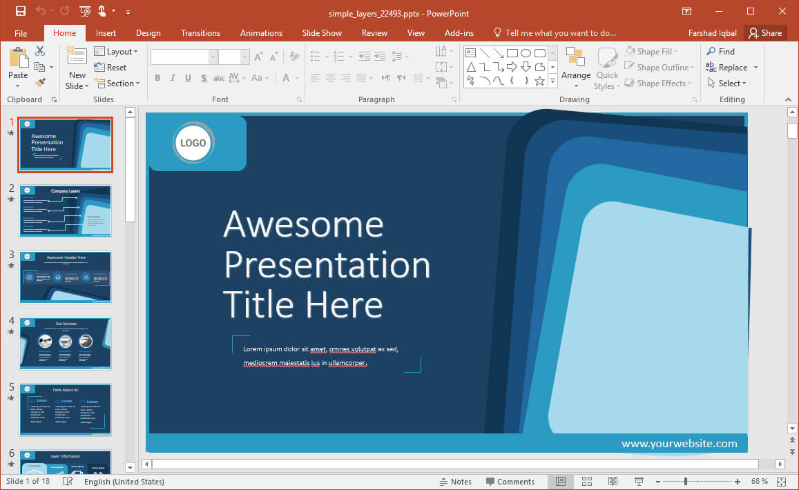 Animated Simple Layers Powerpoint Template In Powerpoint Default Template