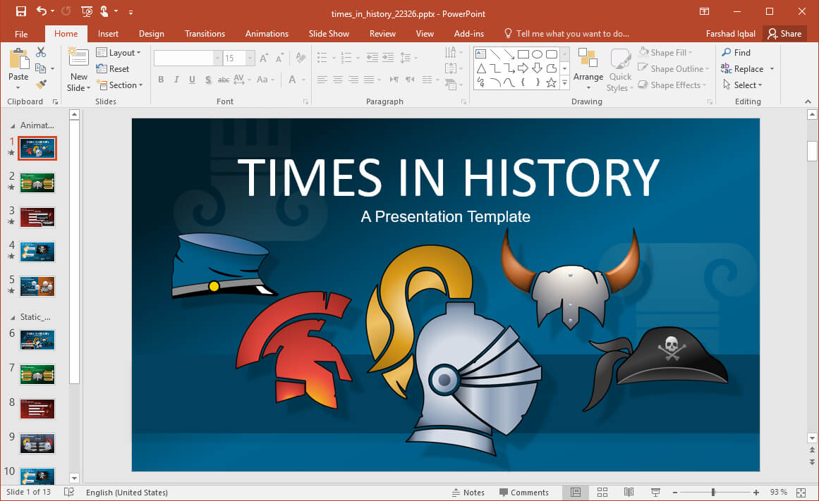 Animated Times In History Powerpoint Template For Powerpoint Replace Template