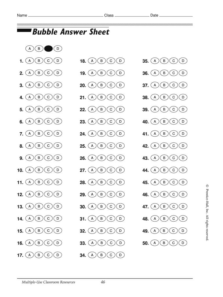 Answer Sheet Generator - Fill Online, Printable, Fillable Pertaining To Blank Answer Sheet Template 1 100