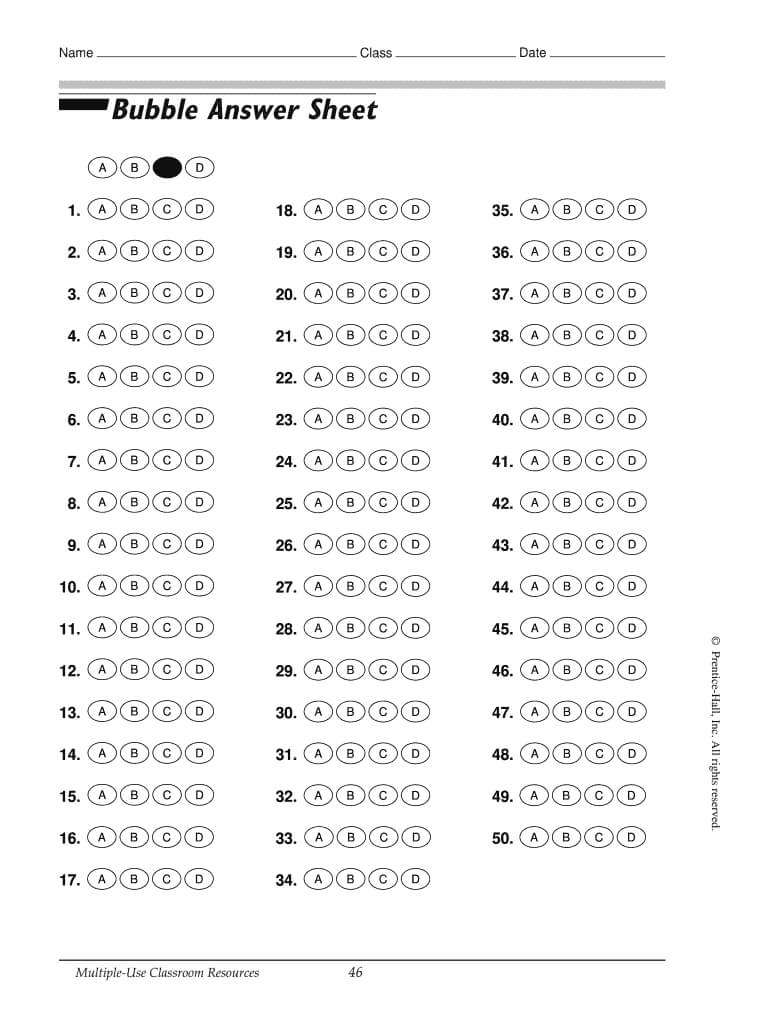 Answer Sheet Generator – Fill Online, Printable, Fillable Pertaining To Blank Answer Sheet Template 1 100