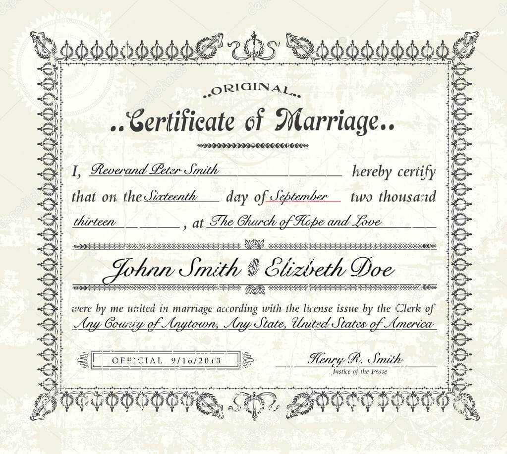 Antique Marriage Certificate Template | Vector Vintage Intended For Certificate Of Marriage Template