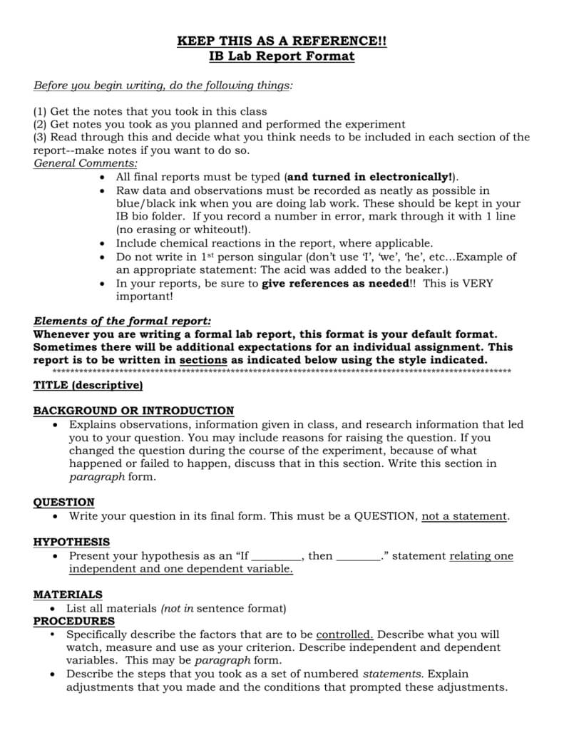 Ap/ib Lab Report Format Regarding Ib Lab Report Template