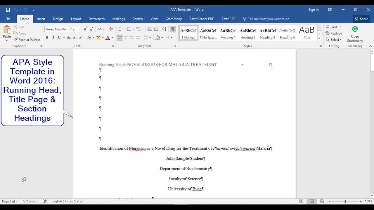 Apa Style (6Th Edition): How To Make A Template With Running Head, Title  Page And Section Headings In Apa Word Template 6Th Edition