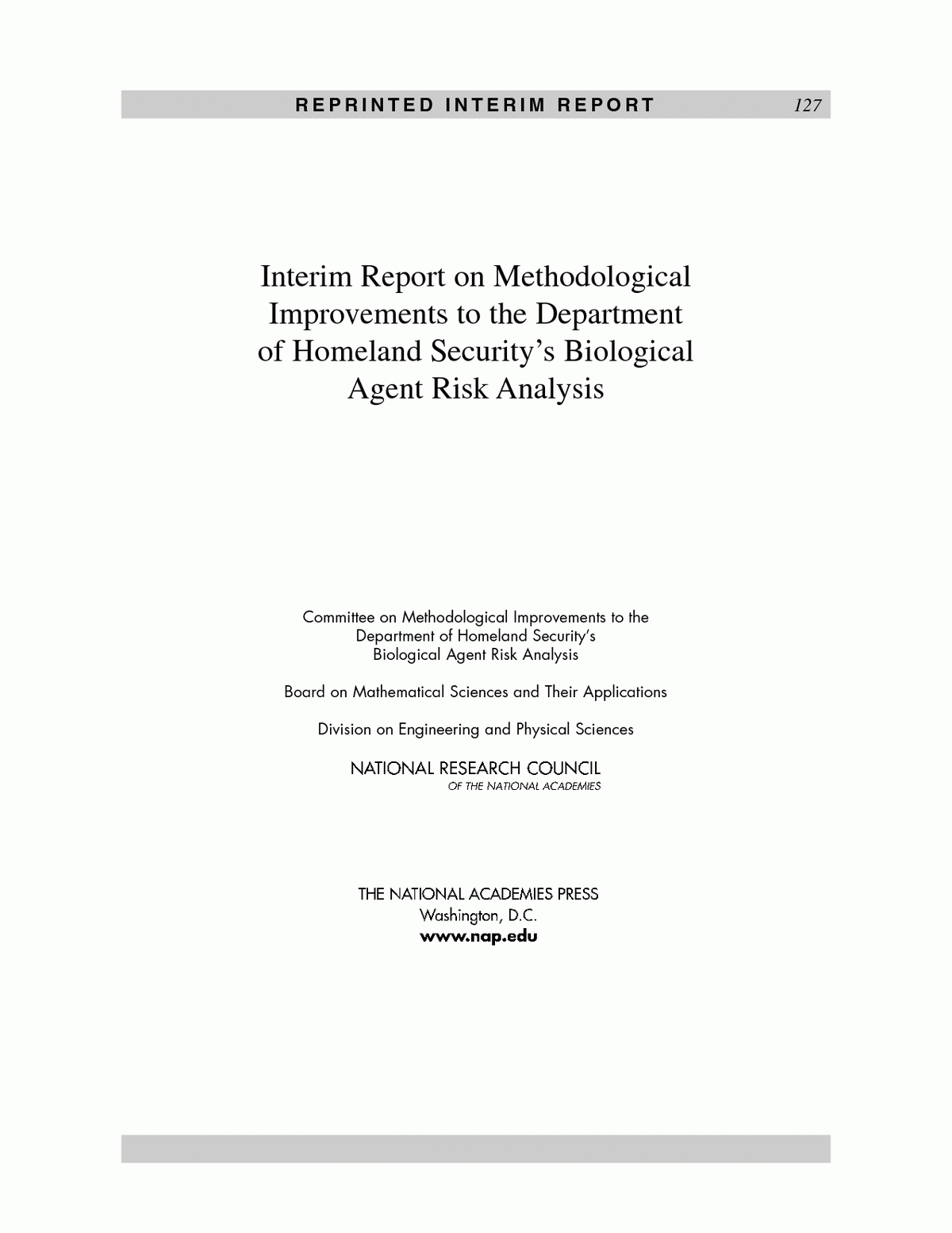 Appendix J: Reprinted Interim Report | Department Of For Physical Security Risk Assessment Report Template