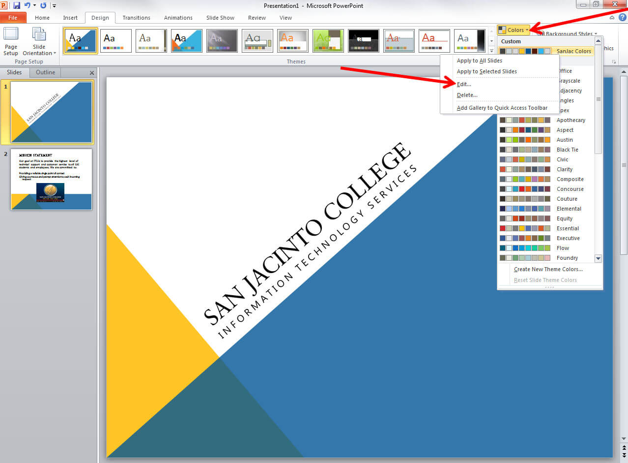 Applying And Modifying Themes In Powerpoint 2010 Inside How To Edit A Powerpoint Template