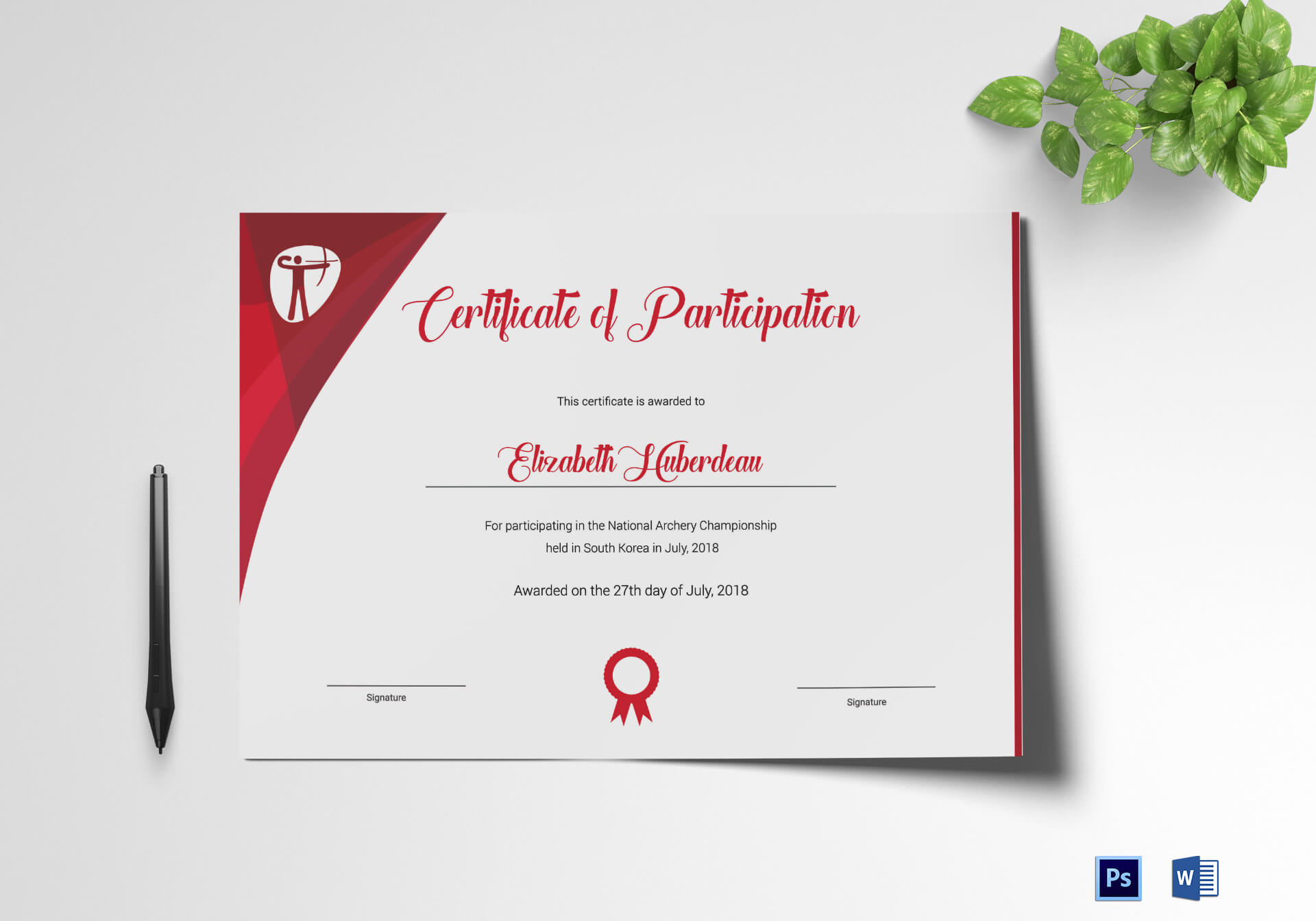Archery Participation Certificate Template With Certificate Of Participation Word Template