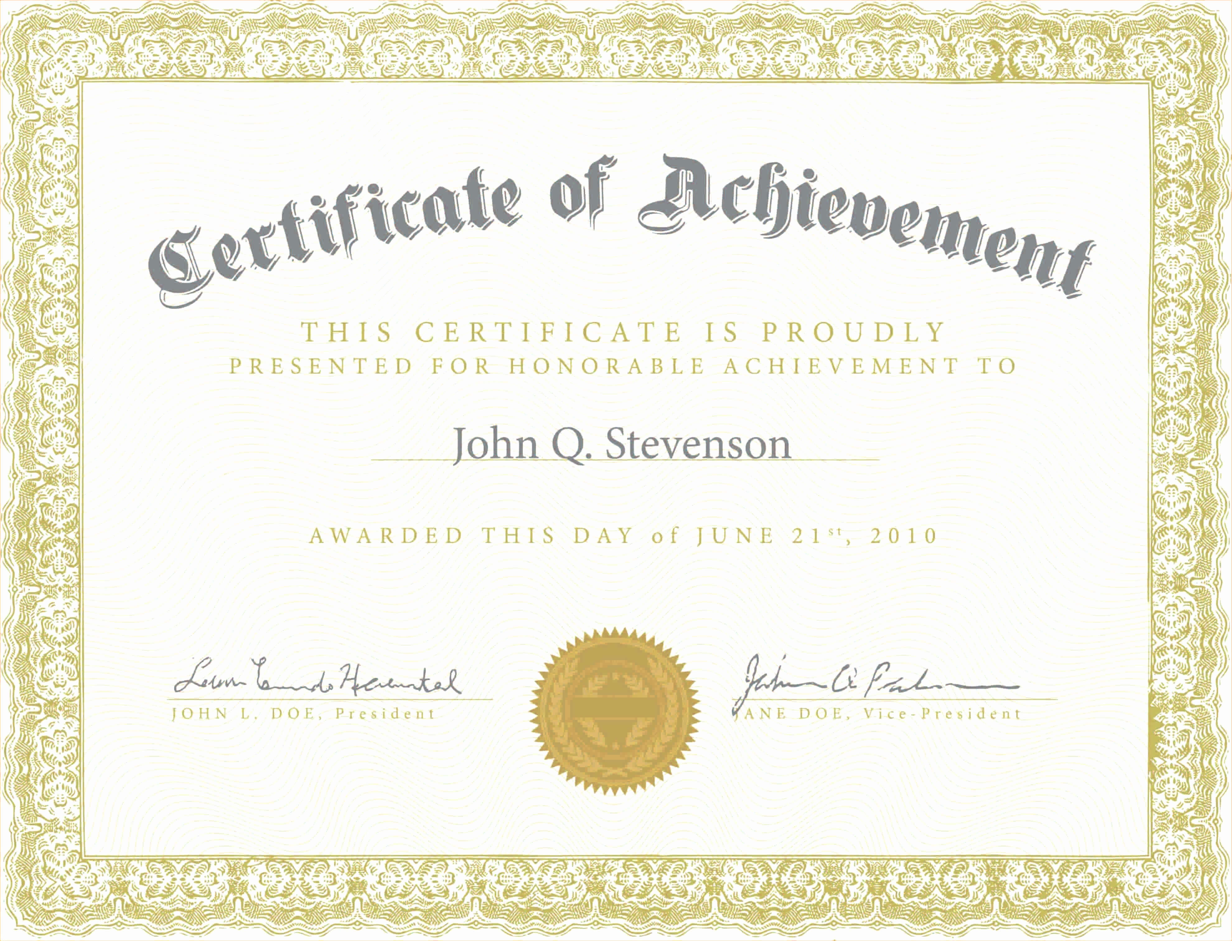 Army Certificate Of Achievement Template In Army Certificate Of Achievement Template