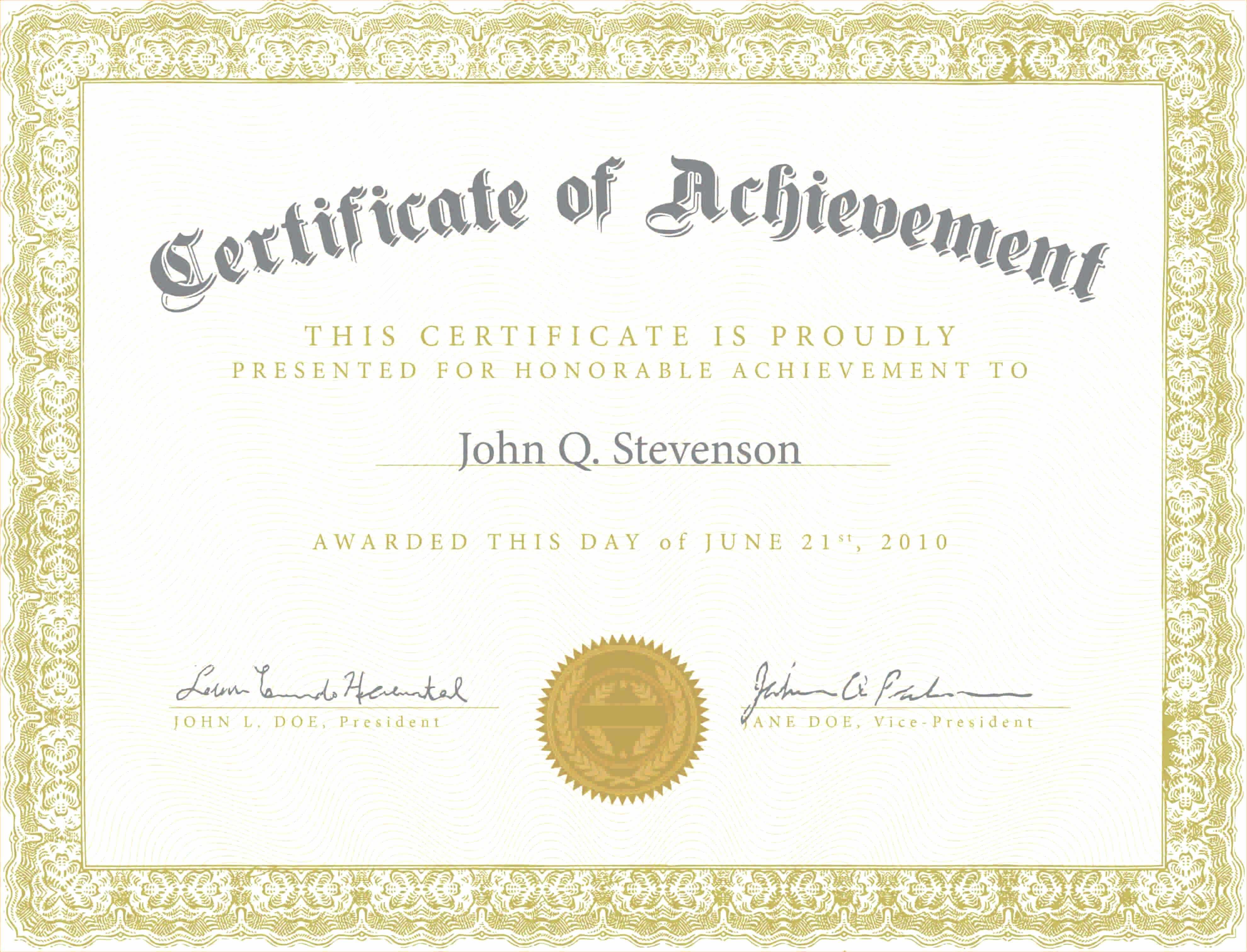 Army Certificate Of Achievement Template In Army Certificate Of Achievement Template