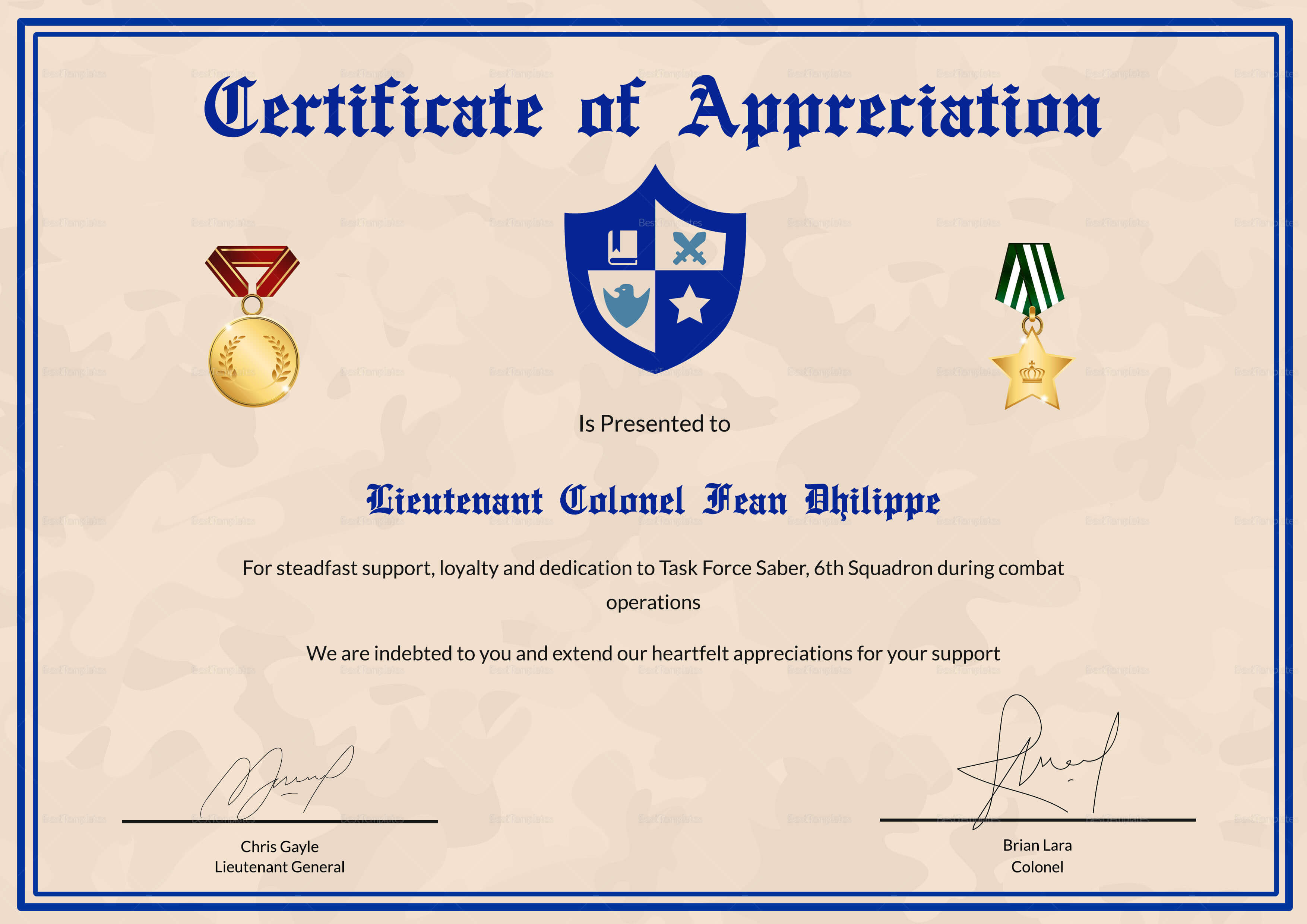 Army Certificate Of Appreciation Template Pertaining To Army Certificate Of Achievement Template