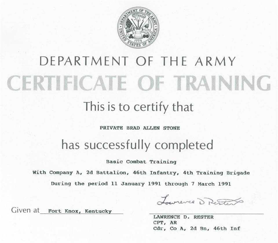  Army Certificate Of Training Template Doyadoyasamos Within Army 
