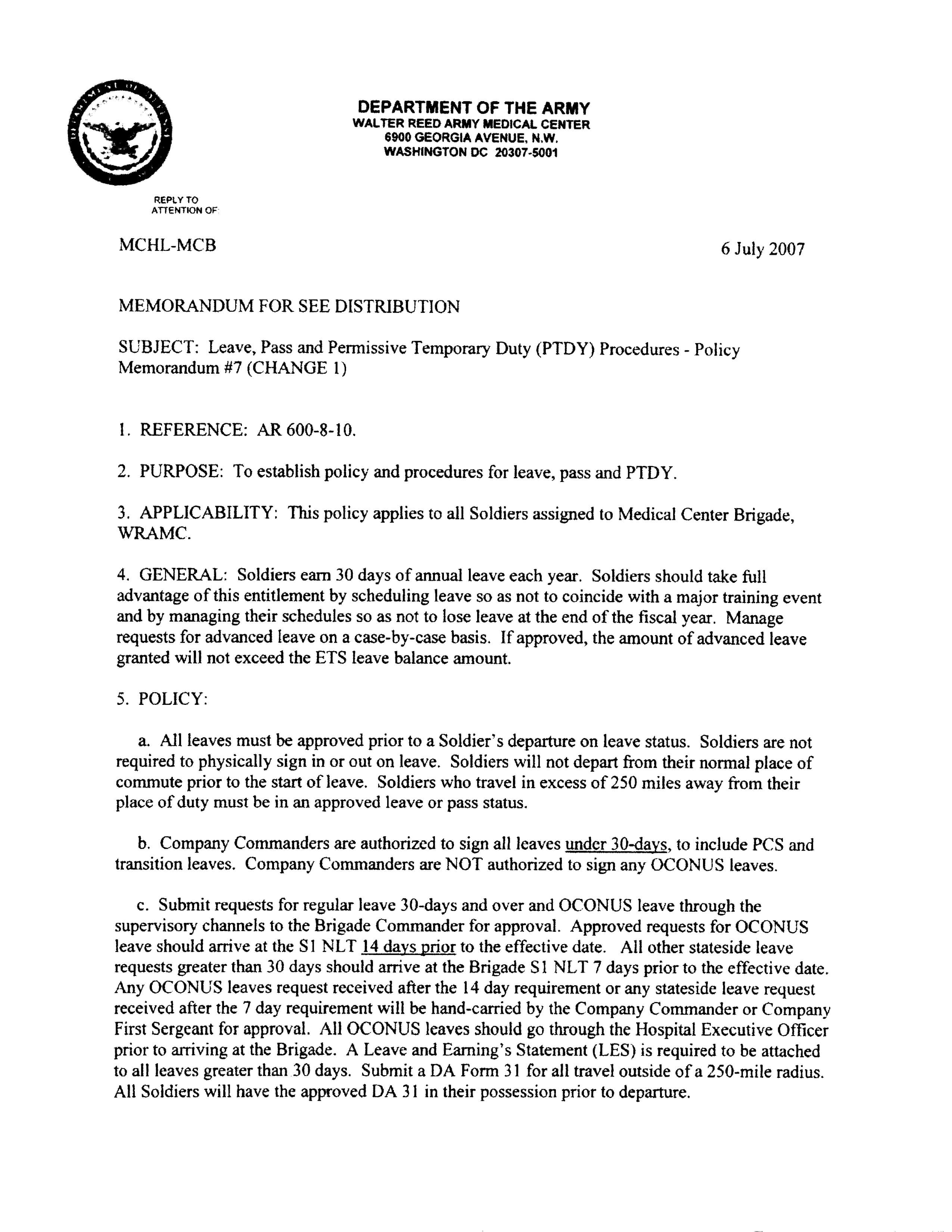 Army Memorandum For Leave | Templates At Inside Army Memorandum Template Word