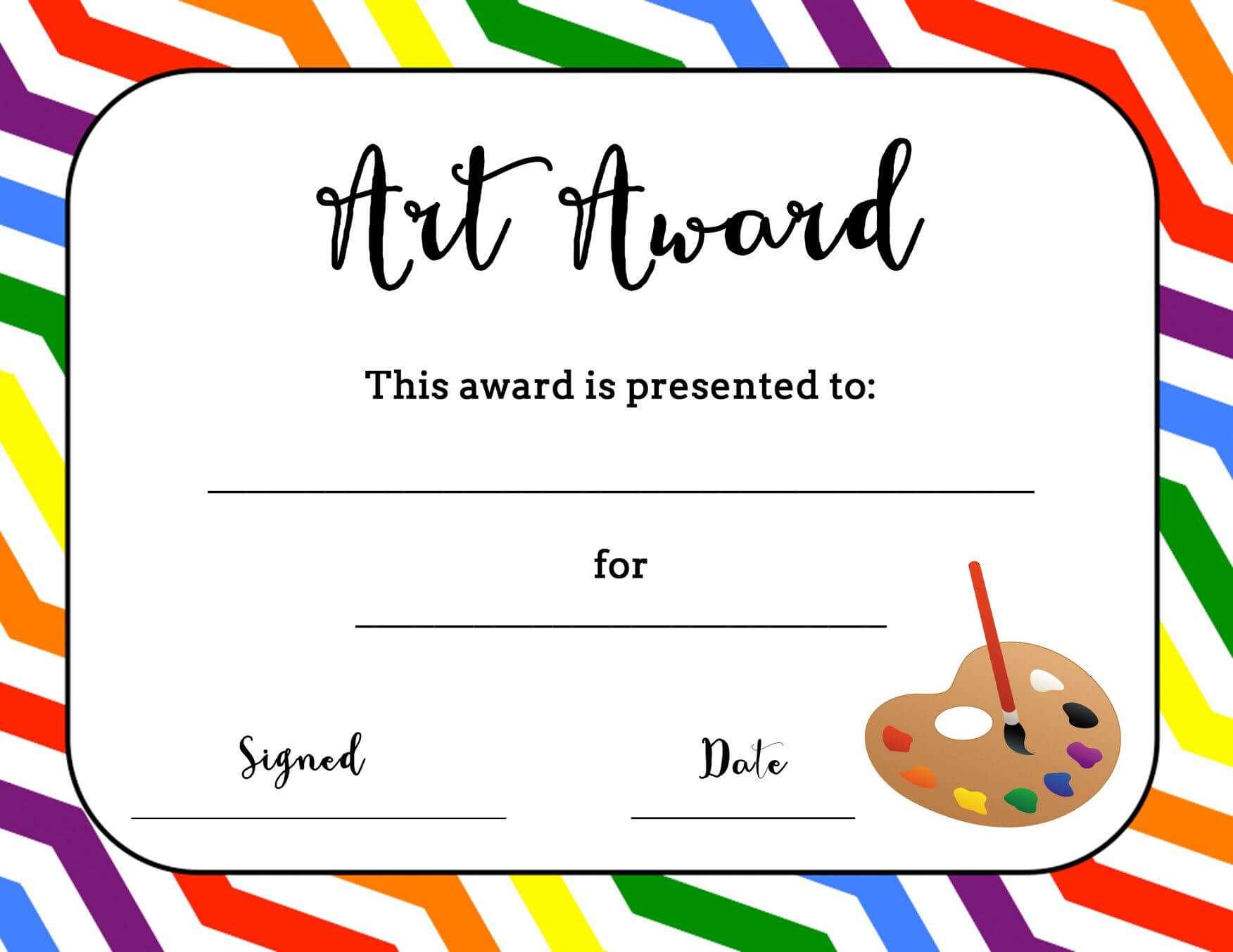 Art Award Certificate (Free Printable) | Art Classroom Throughout Free Art Certificate Templates