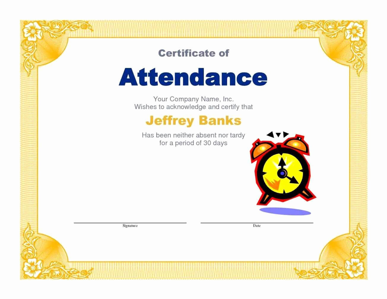 Attendance Certificate Template Free Of Word Download Pertaining To Attendance Certificate Template Word