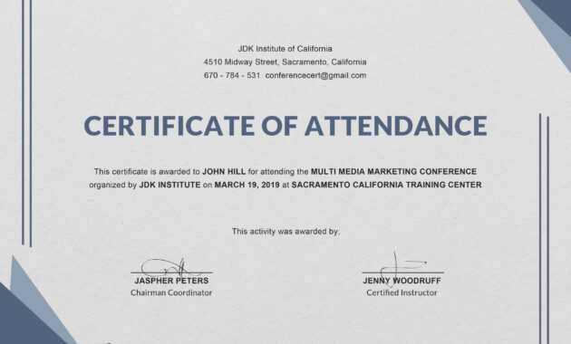 Attendance Certificate Template Free Perfect Employee Word For Perfect Attendance Certificate 