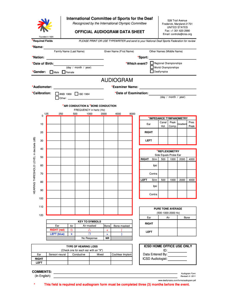 Audiogram – Fill Online, Printable, Fillable, Blank | Pdffiller Intended For Blank Audiogram Template Download