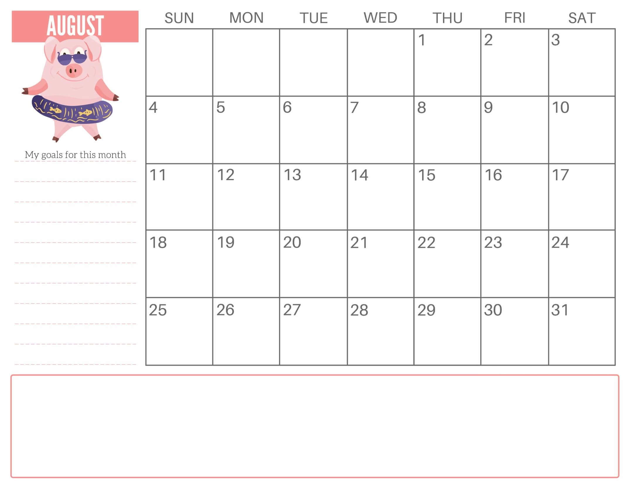 August 2019 Printable Calendar For Kids – Magic Calendar With Blank Calendar Template For Kids
