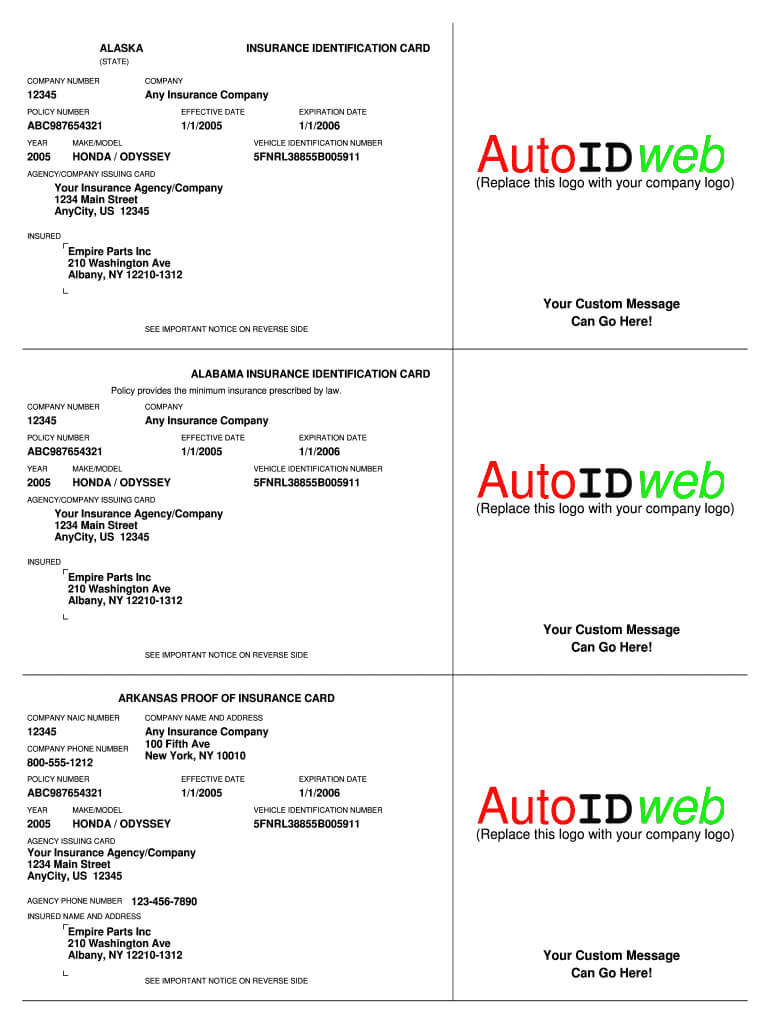 Auto Insurance Card Template – Fill Online, Printable Pertaining To Proof Of Insurance Card Template