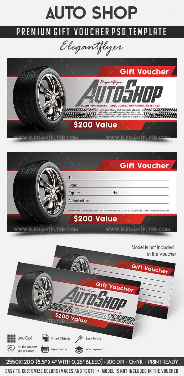 Auto Shop – Premium Gift Certificate Psd Template Pertaining To Automotive Gift Certificate Template