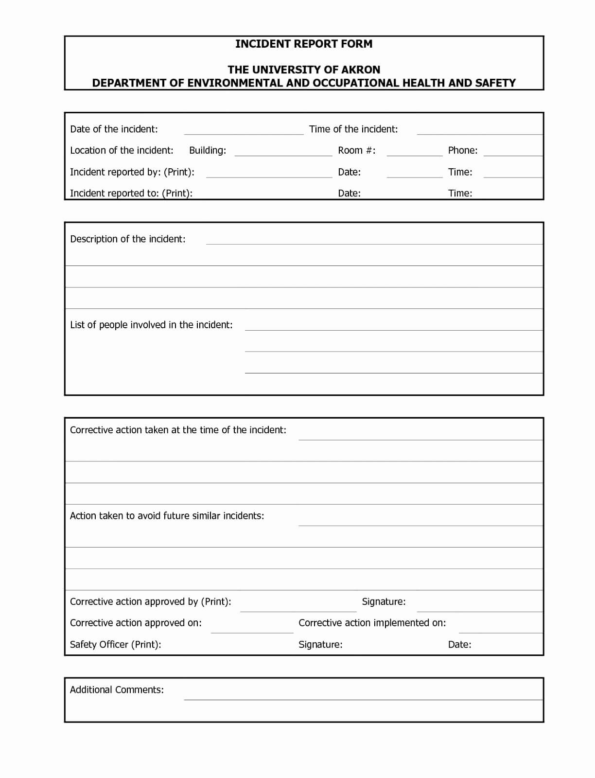 Automobile Accident Report Form Template Elegant Incident In Health And Safety Incident Report Form Template