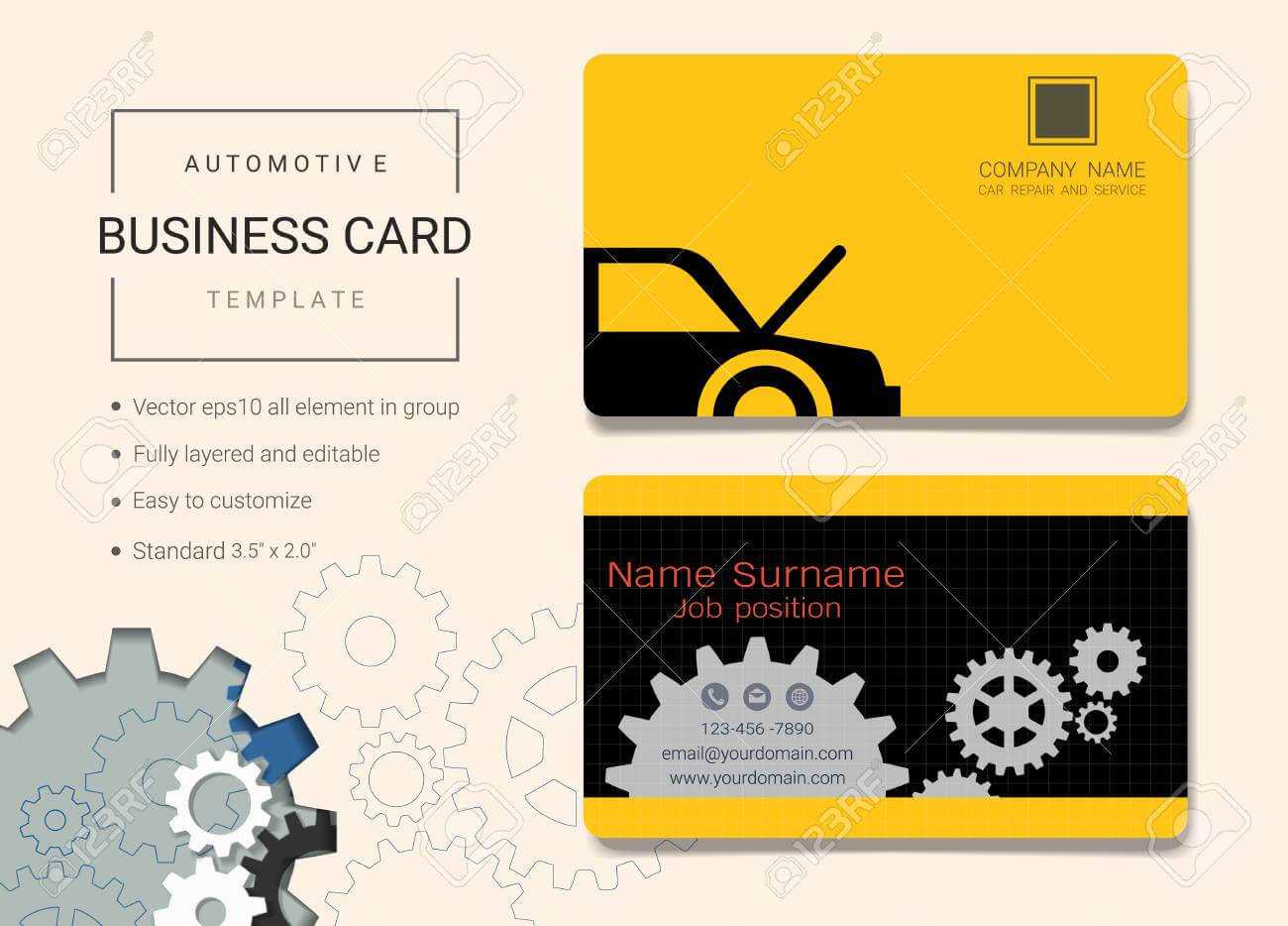 Automotive Business Card Or Name Card Template. Simple Style.. With Regard To Automotive Business Card Templates